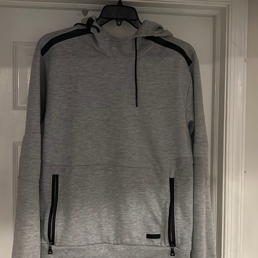 WT02 grey with black trim hoodie